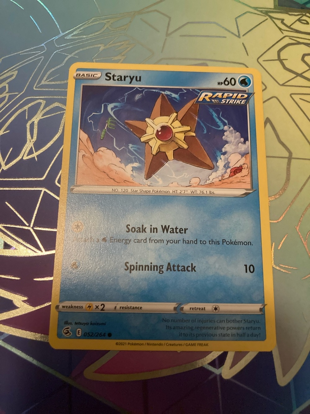 Pokemon Staryu Rapid Strike Card - Blue/Yellow